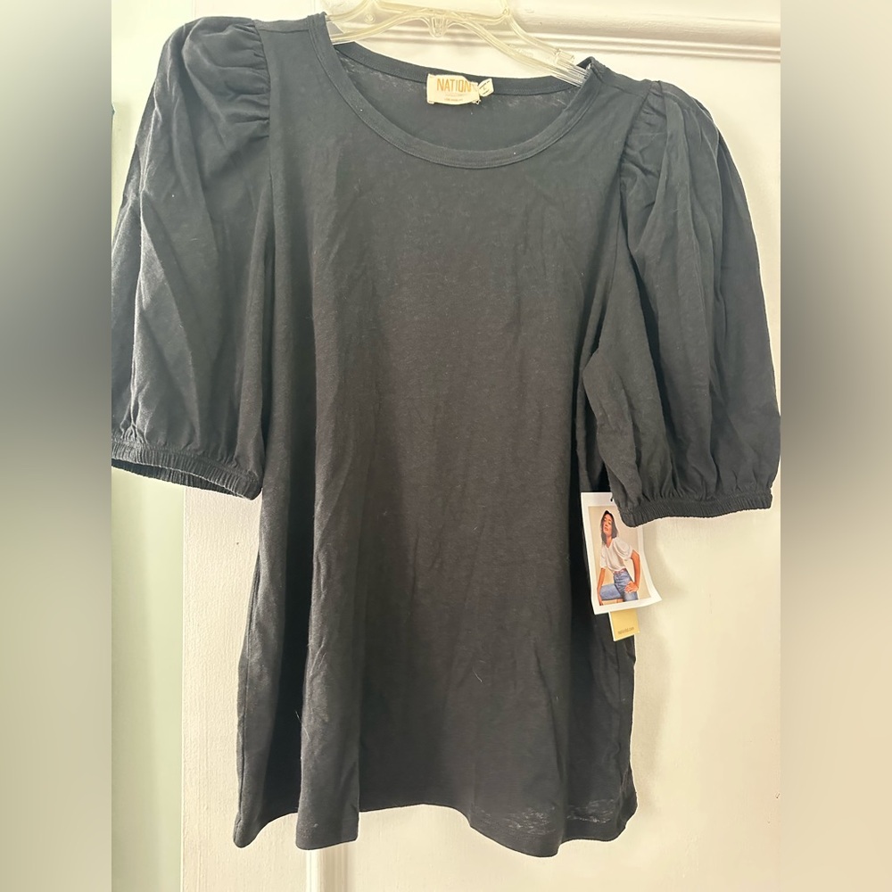 NWT Nation LTD Black Puff Sleeve Top